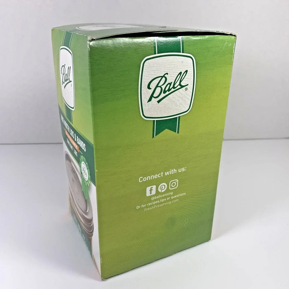 New Box of 12 BALL Wide Mouth Bands w/ Dome‎ Lids For Mason Jars Canning